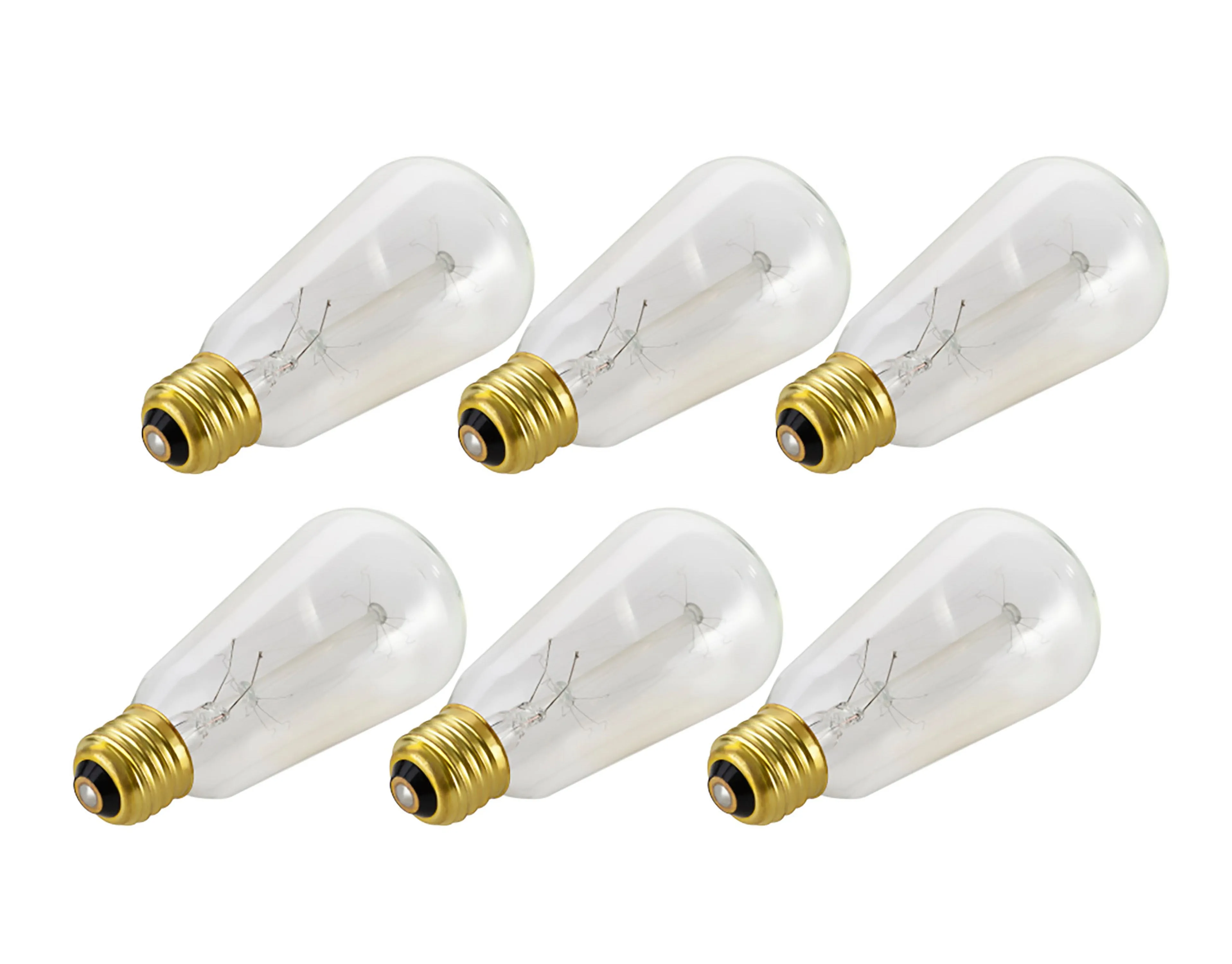 # 10001 S19 Vintage Edison Filament Light Bulb, 60 Watt, E26 Medium Base, 6 Pack