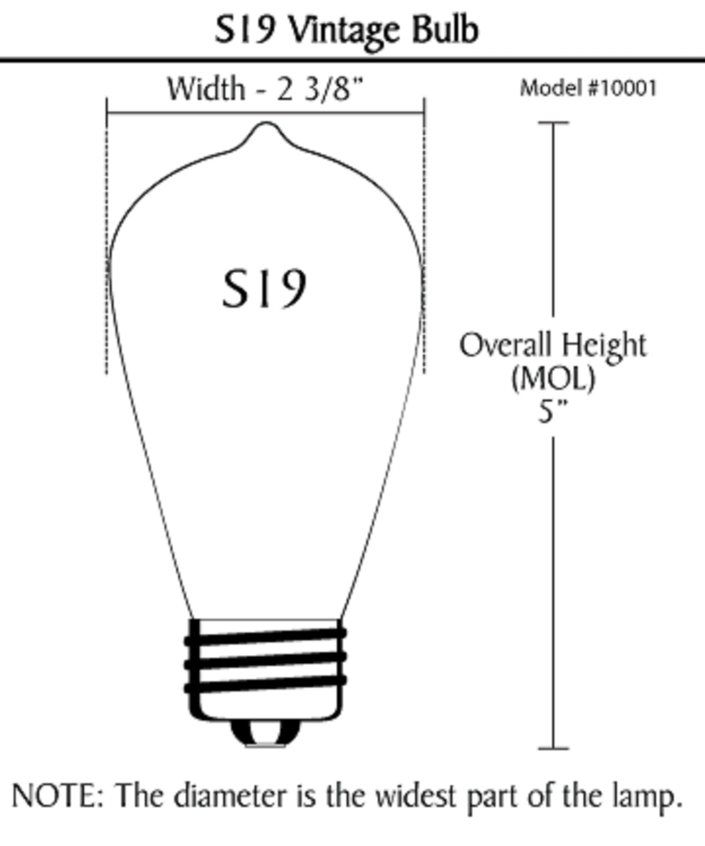 # 10001 S19 Vintage Edison Filament Light Bulb, 60 Watt, E26 Medium Base, 6 Pack