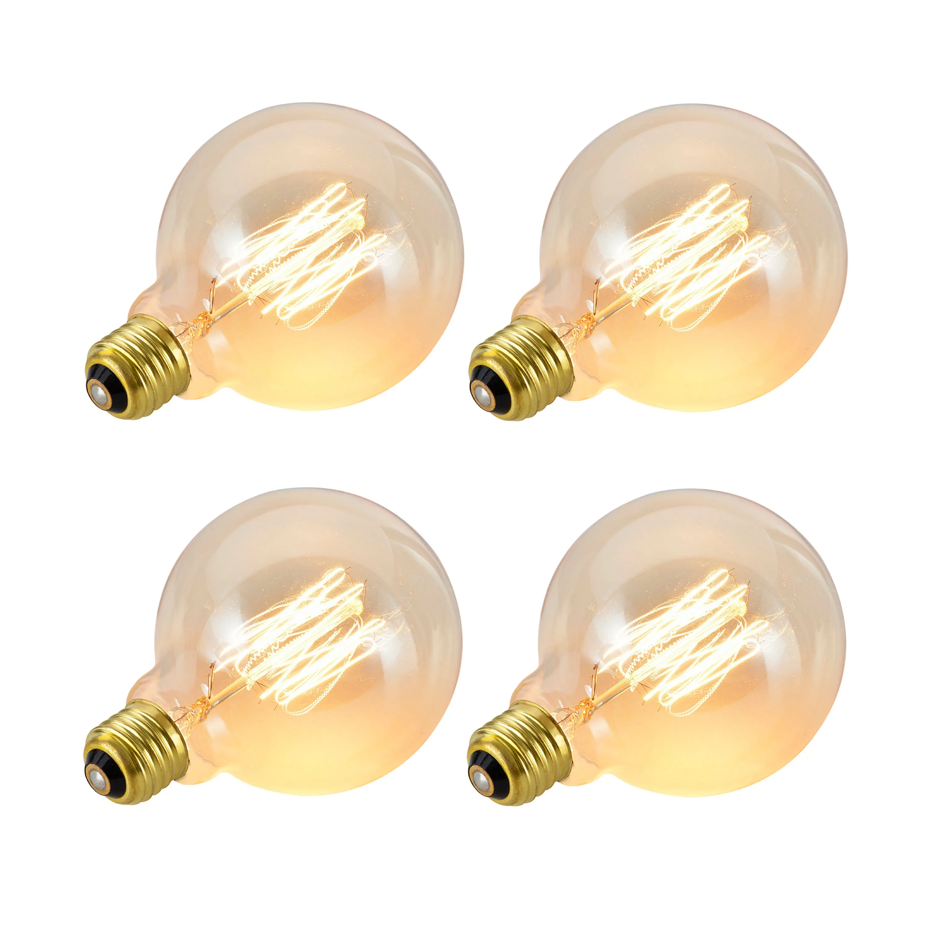 # 10004-04 G125 Vintage Edison Filament Light Bulb, 60 Watt Medium (E26) Base, Clear, 4 Pack