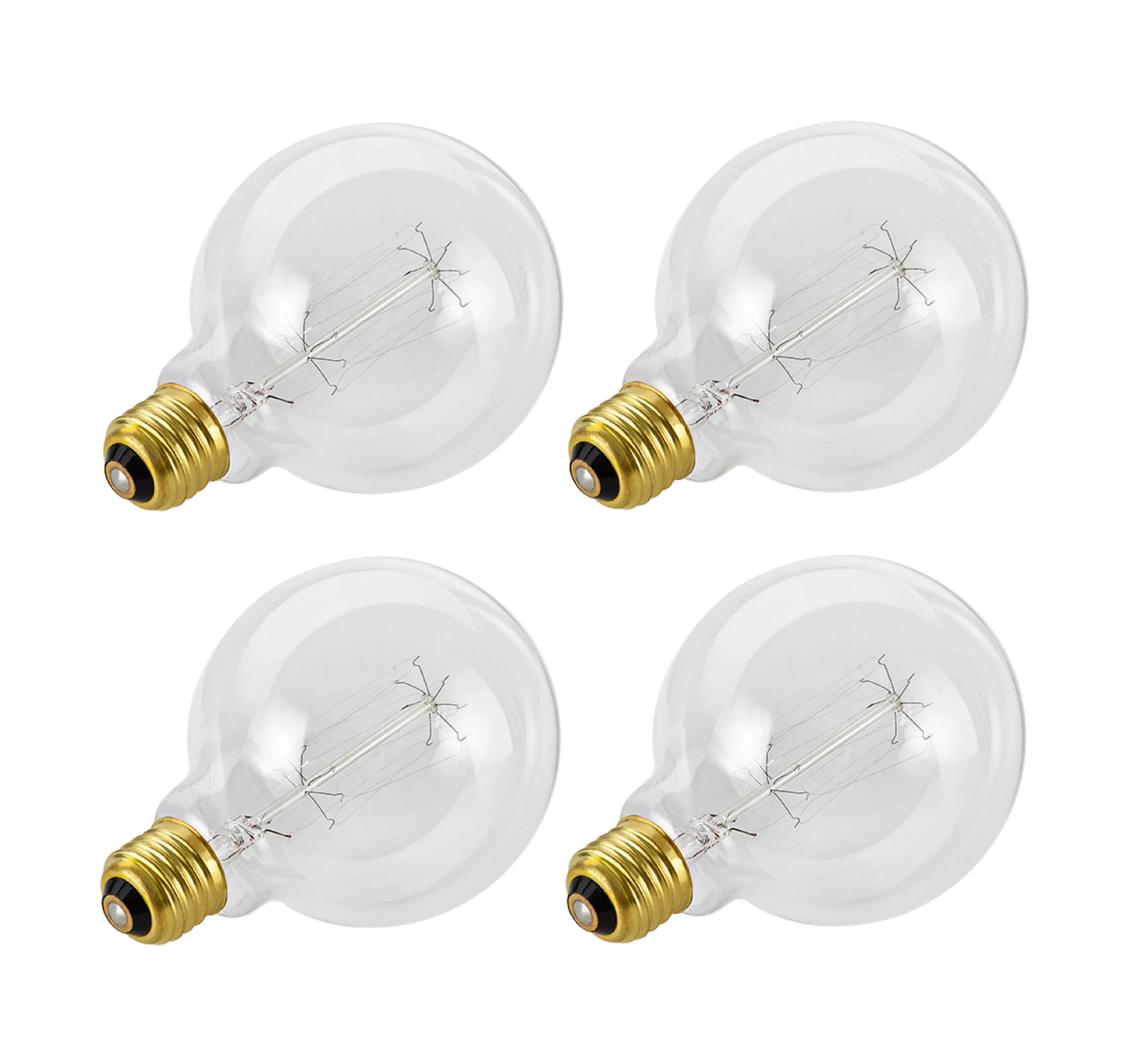 # 10004-04 G125 Vintage Edison Filament Light Bulb, 60 Watt Medium (E26) Base, Clear, 4 Pack