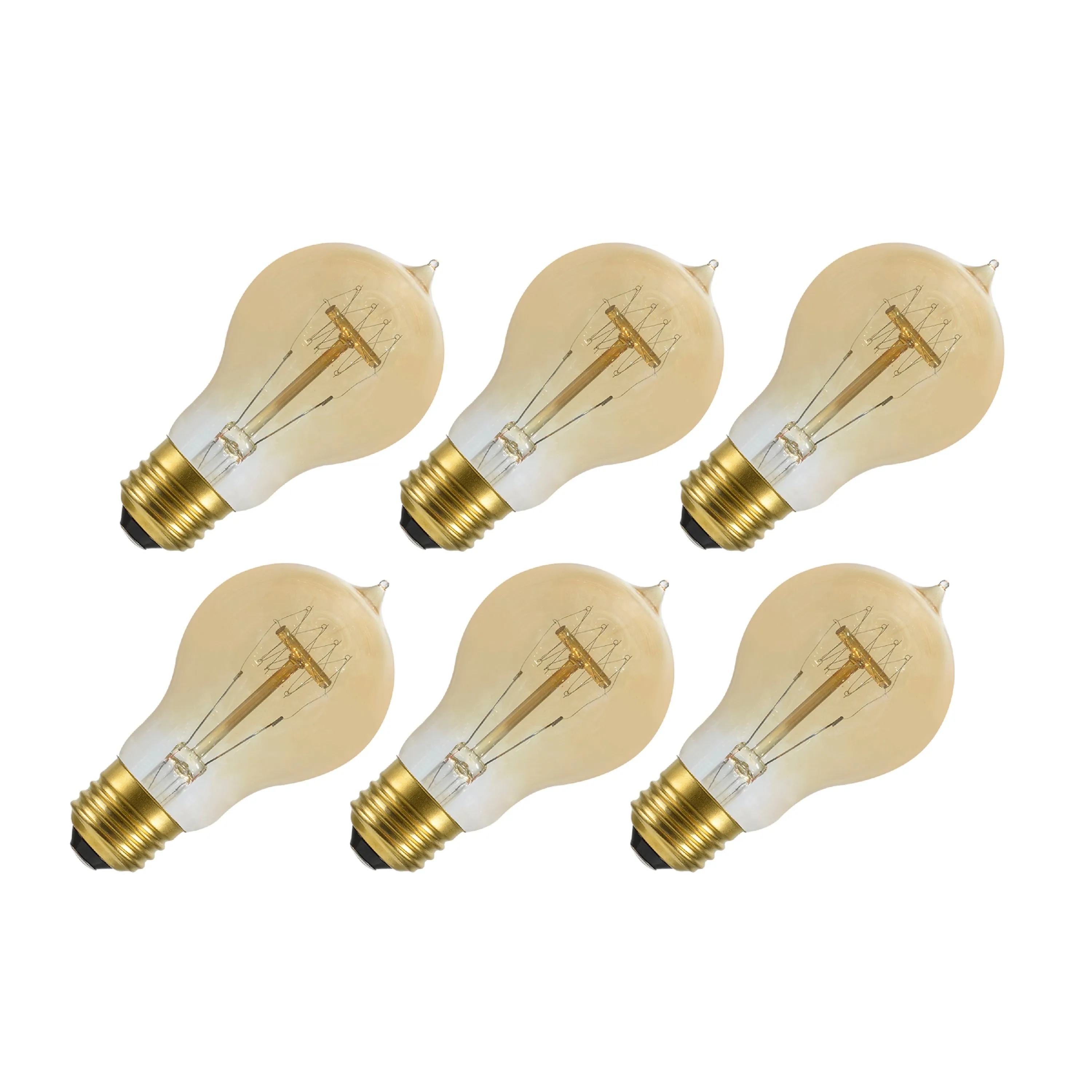 # 10005-06 A19 Vintage Edison Filament Light Bulb, 60 Watt Medium (E26) Base, Amber, 6 Pack