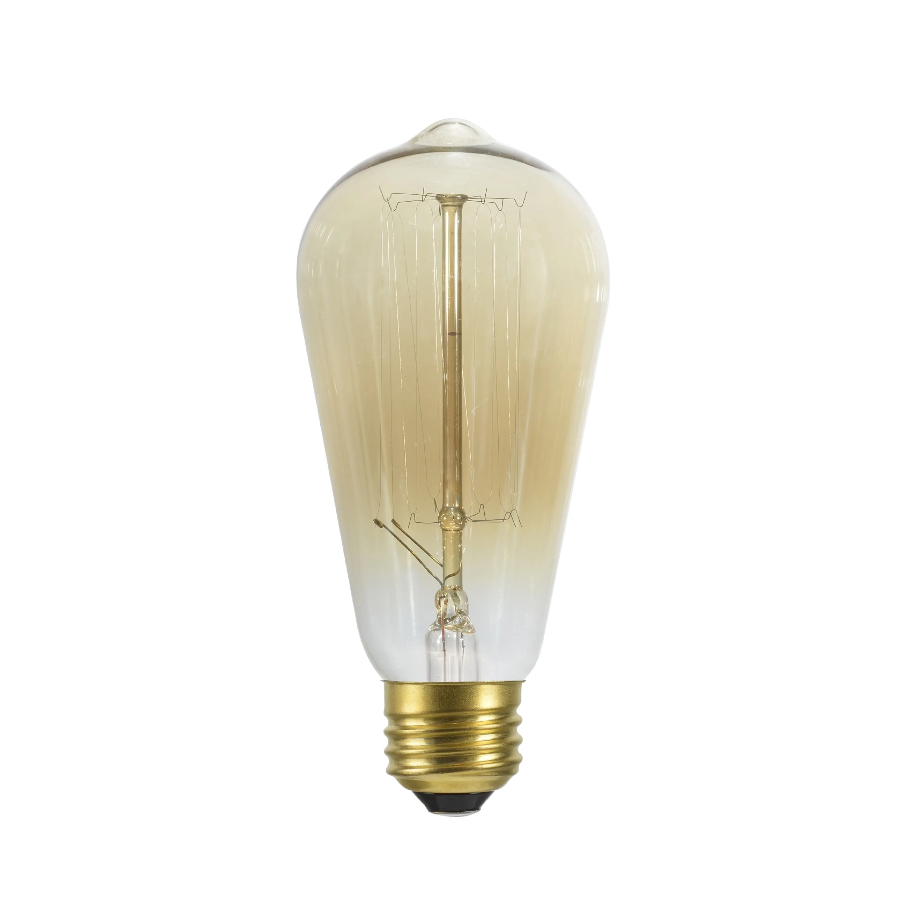 # 10006-06 S19 Vintage Edison Filament Light Bulb, 40 Watt Medium (E26) Base, Amber, 6 Pack