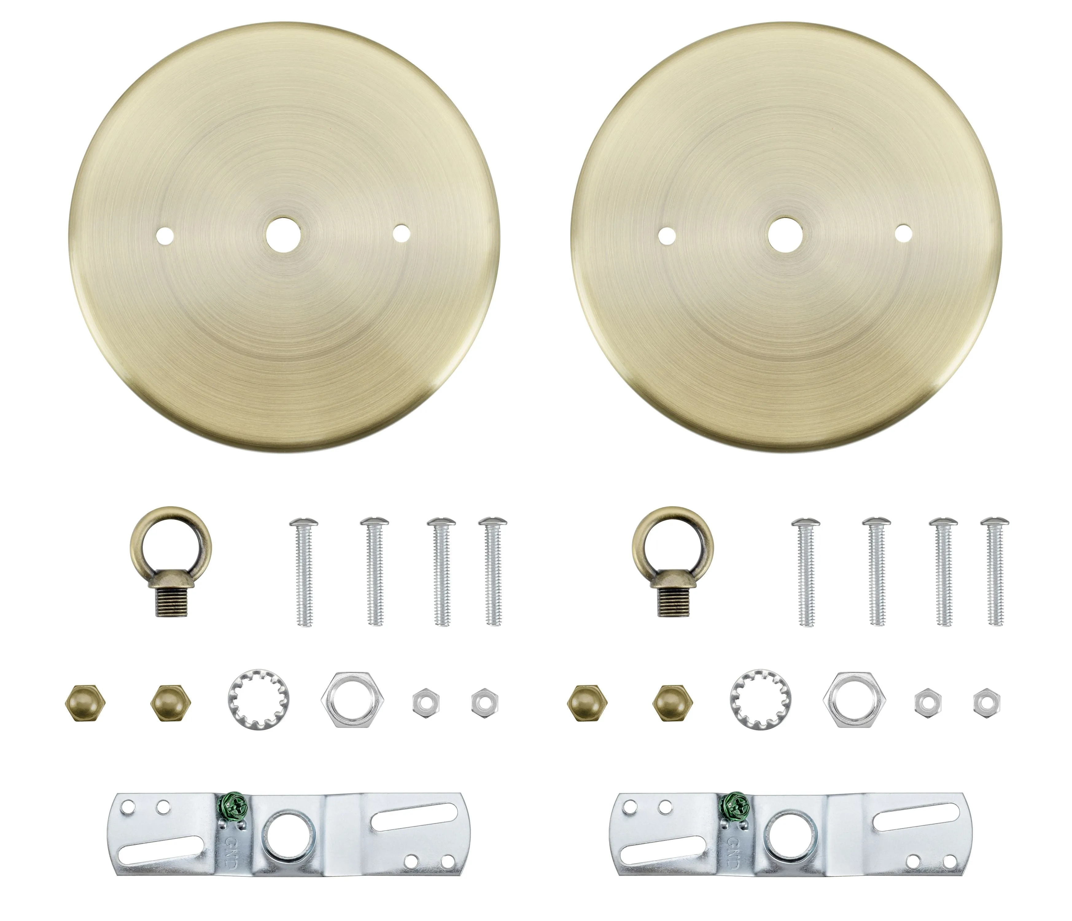 # 21505-4X, Antique Brass Contemporary Chandelier Fixture Canopy Kit, 5-1/8" Diameter with Loop, 7/16" Center Hole