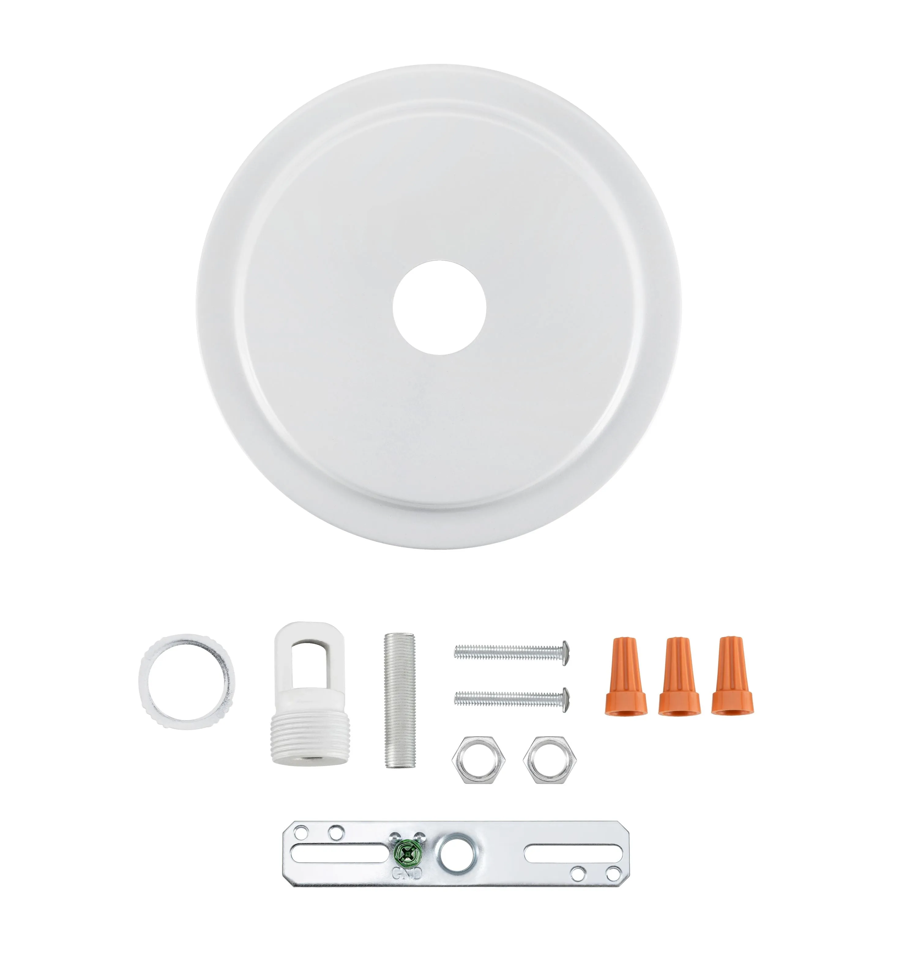 # 21508-2X, Matte White Transitional Chandelier Fixture Canopy Kit, 5-1/2" Diameter with Collar Loop, 1" Center Hole