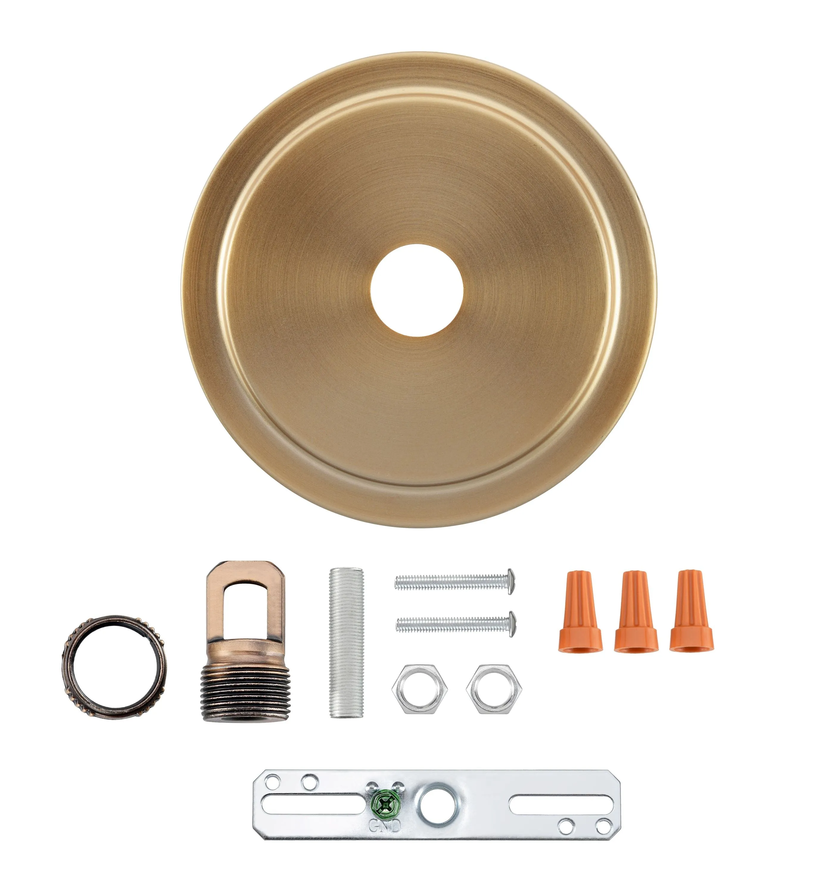 # 21508-4X, Warm Brass Transitional Chandelier Fixture Canopy Kit, 5-1/2" Diameter with Collar Loop, 1" Center Hole