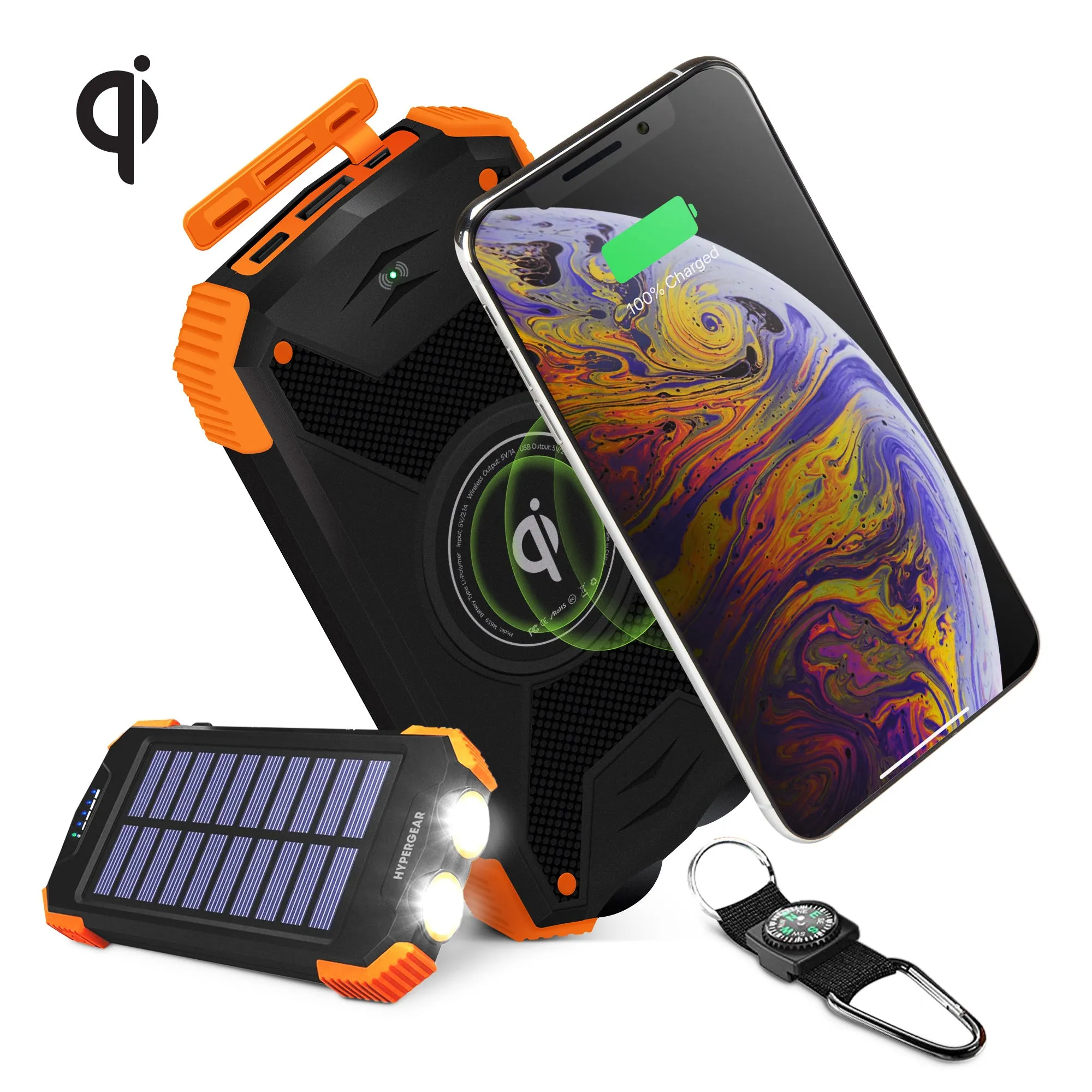 10,000mAh | Wireless Solar Power Bank | Black