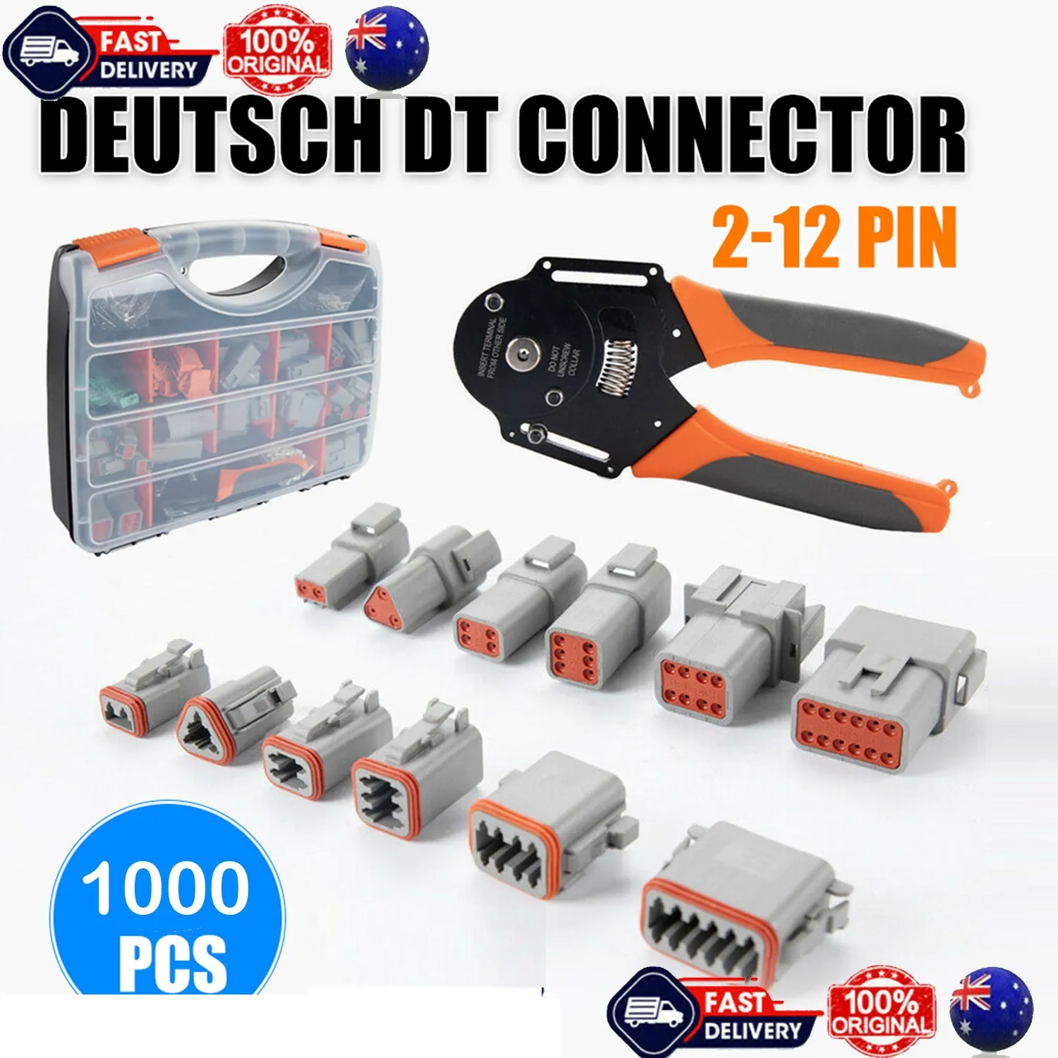 1000PCS Waterproof Deutsch DT Connector Kit with Crimp Tool