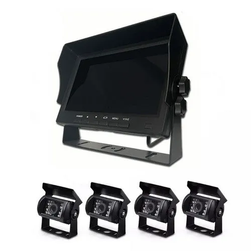 1080P 4-Camera 7" DVR Screen Monitor Kit for Trucks, Buses