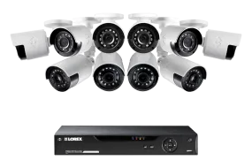 1080p Camera System with 10 Outdoor Cameras - 4 Wide Angle Cameras, 160 Degree View and 6 Bullet Security Cameras