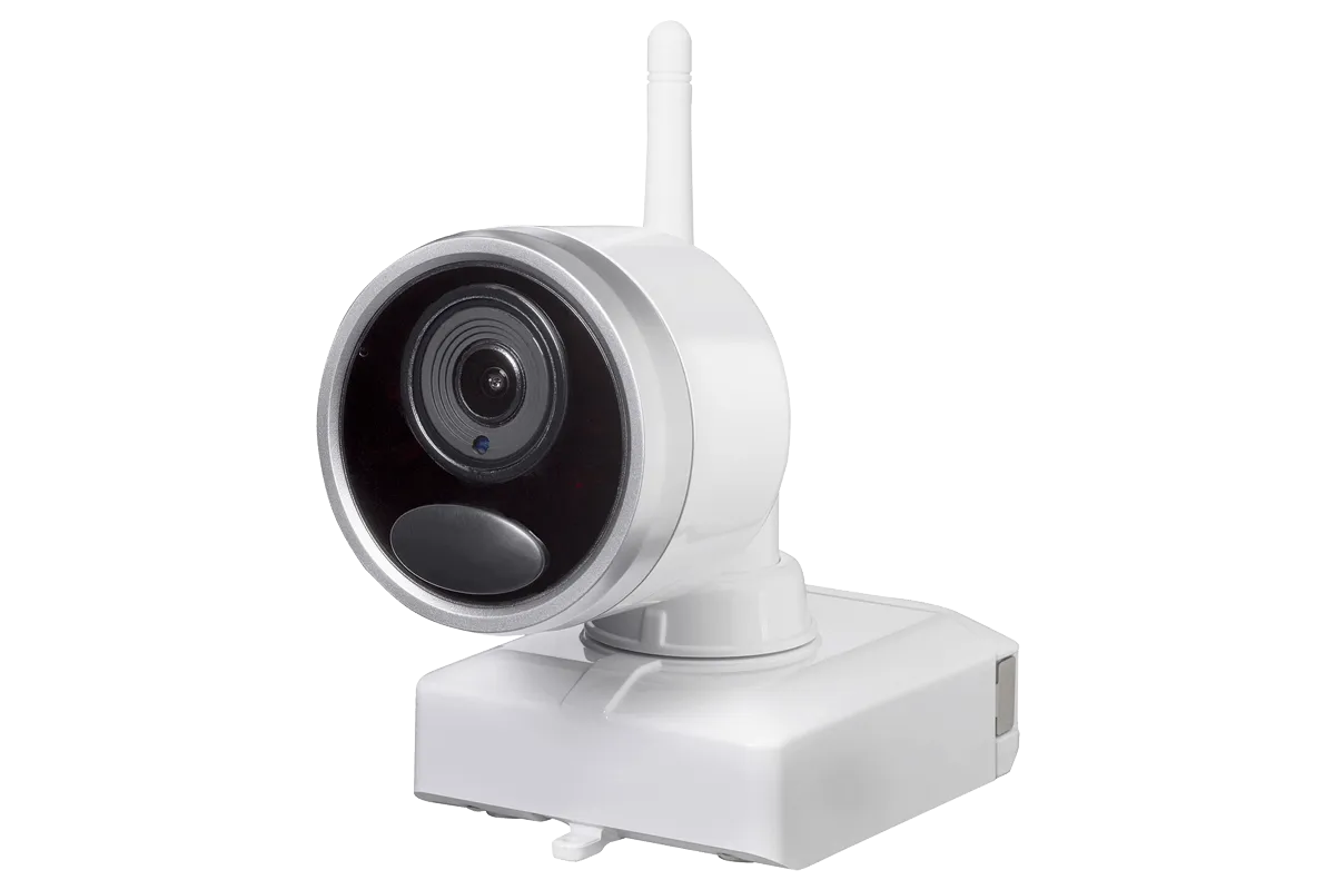 1080p Wire Free Camera System with Six Battery-Powered White Cameras, 65ft Night Vision, Two-Way Audio