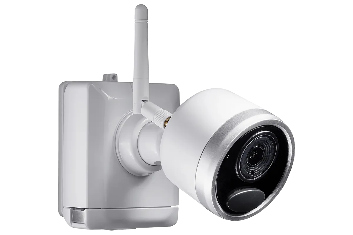 1080p Wire Free Camera System with Six Battery-Powered White Cameras, 65ft Night Vision, Two-Way Audio