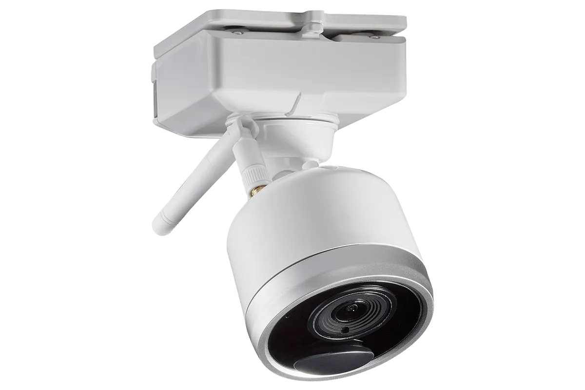 1080p Wire Free Camera System with Six Battery-Powered White Cameras, 65ft Night Vision, Two-Way Audio