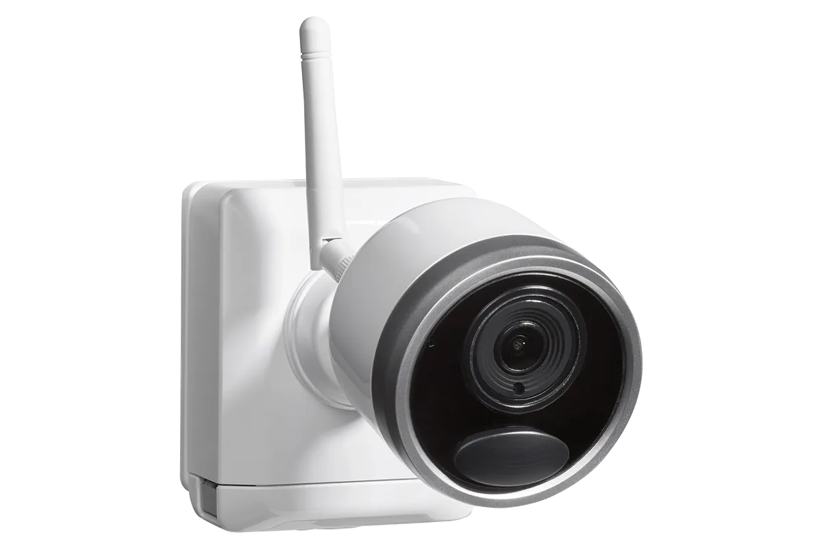 1080p Wire Free Camera System with Six Battery-Powered White Cameras, 65ft Night Vision, Two-Way Audio