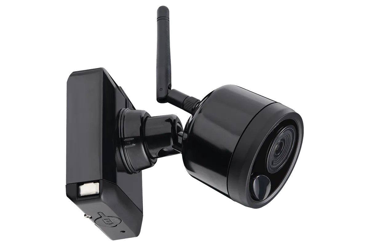 1080p Wire Free Camera System with Two Battery-Powered Black Cameras, 75ft Night Vision, Two-Way Audio