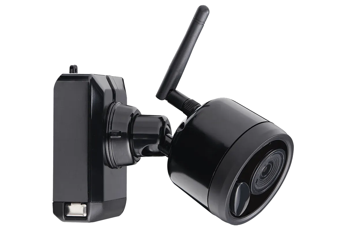 1080p Wire Free Camera System with Two Battery-Powered Black Cameras, 75ft Night Vision, Two-Way Audio