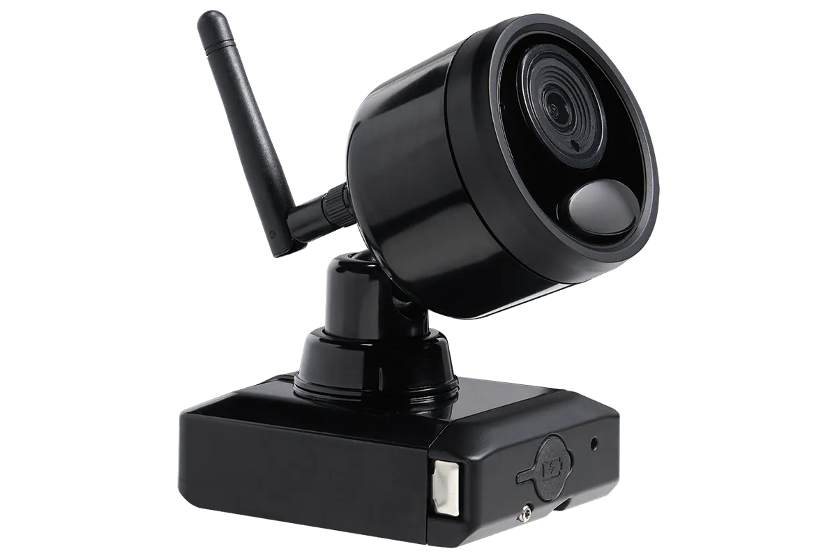 1080p Wire Free Camera System with Two Battery-Powered Black Cameras, 75ft Night Vision, Two-Way Audio