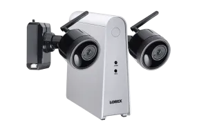 1080p Wire Free Camera System with Two Battery-Powered Black Cameras, 75ft Night Vision, Two-Way Audio