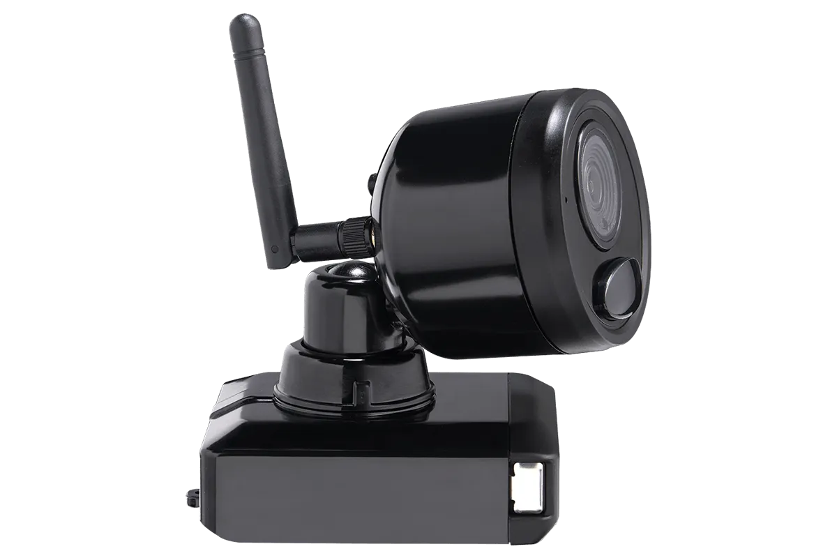 1080p Wire Free Camera System with Two Battery-Powered Black Cameras, 75ft Night Vision, Two-Way Audio