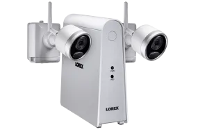 1080p Wire Free Camera System with Two Battery-Powered White Cameras, 65ft Night Vision, Two-Way Audio