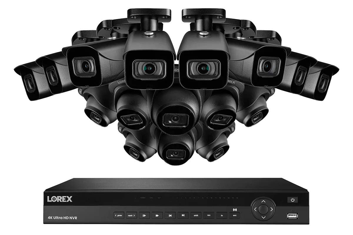 16-Channel 4K Nocturnal NVR System with Eight Audio Domes and Eight Smart IP Bullet Cameras