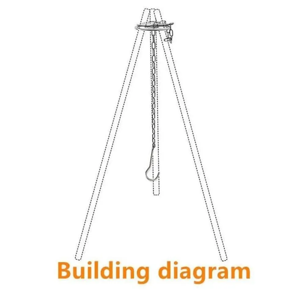 1pc Camping Hanging Tripod W/ Bag Pot Rack Hanger BBQ Steel Rack Multifunction Tripod Fire For Picnic Bonfire Party Outdoor Tool