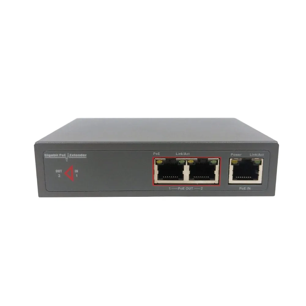 2-Channel 10/100/1000M PoE Extender - 30W - IEEE 802.3af/at