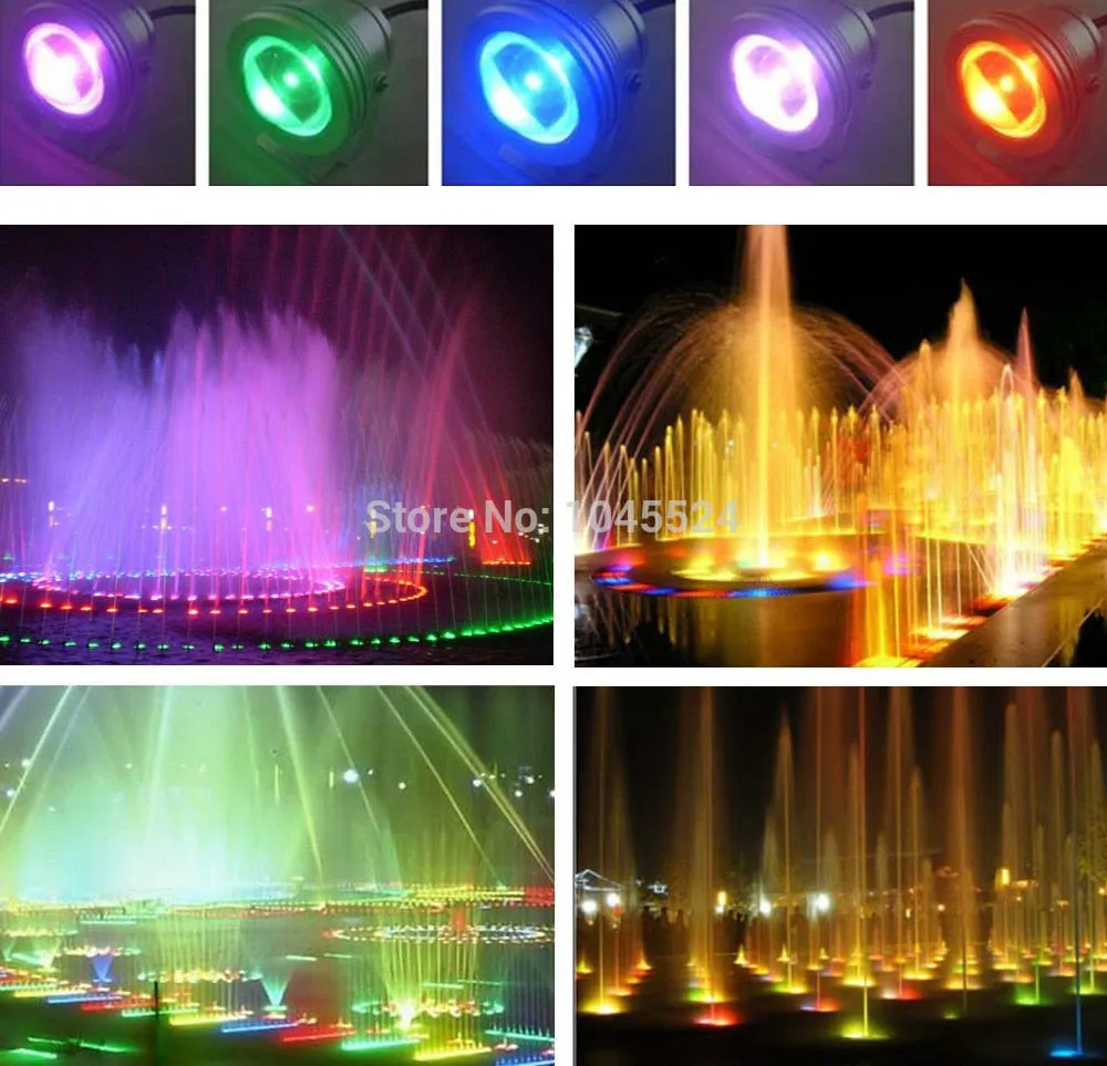 20W 12v underwater RGB Led Light Waterproof IP68 fountain pool Lamp Lights16 color change   Remote controller Led Spot Lights