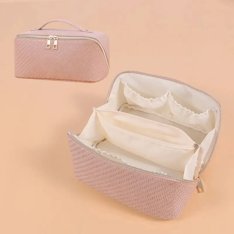 3 Layer Leather Cosmetic Bag