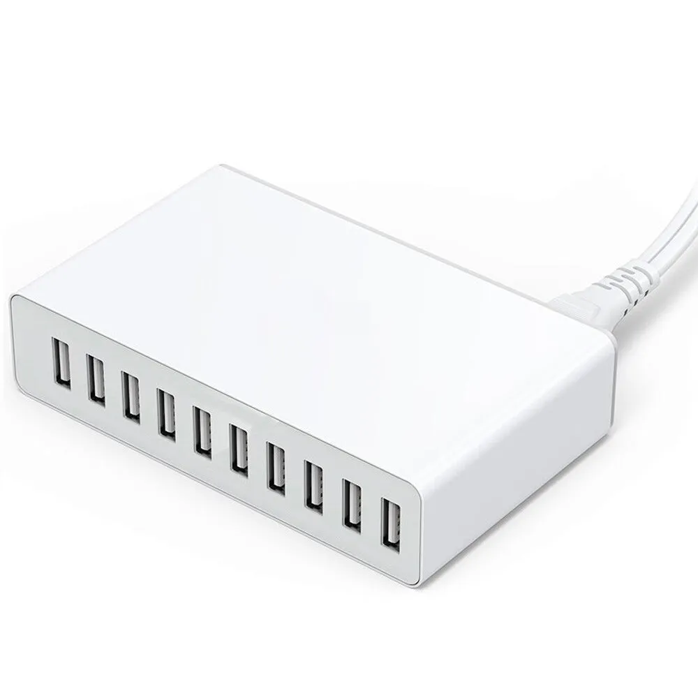 60W 10 USB Port Desktop Travel Family Wall Plug Charger