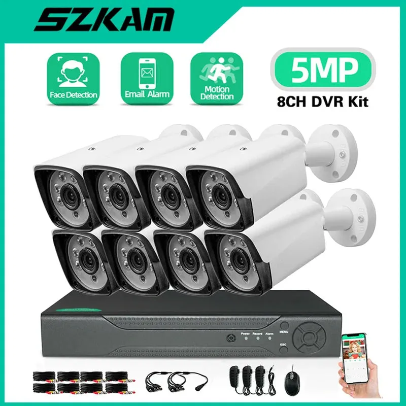 8CH 5MP AHD DVR Kit CCTV Camera System Full HD TVI AHD CVI IP 8CH 5.0Megapixel Video Surveillance Outdoor Security Email Alarm