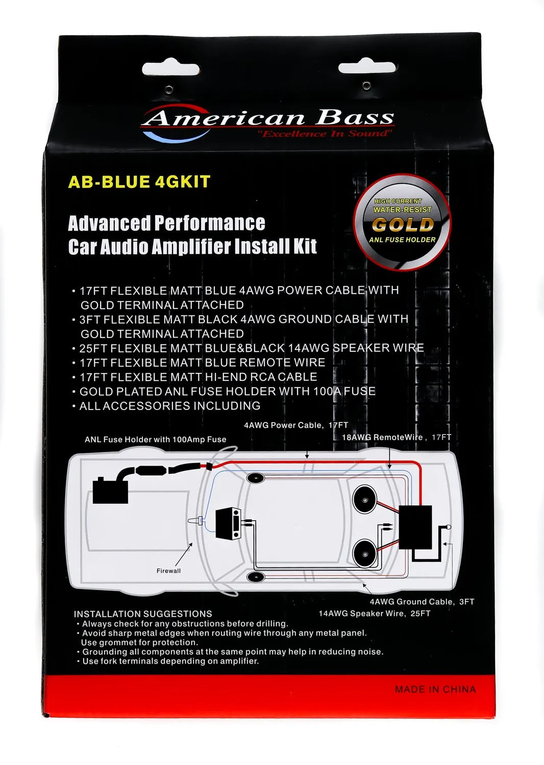 American Bass 4 Gauge Amplifier Kit