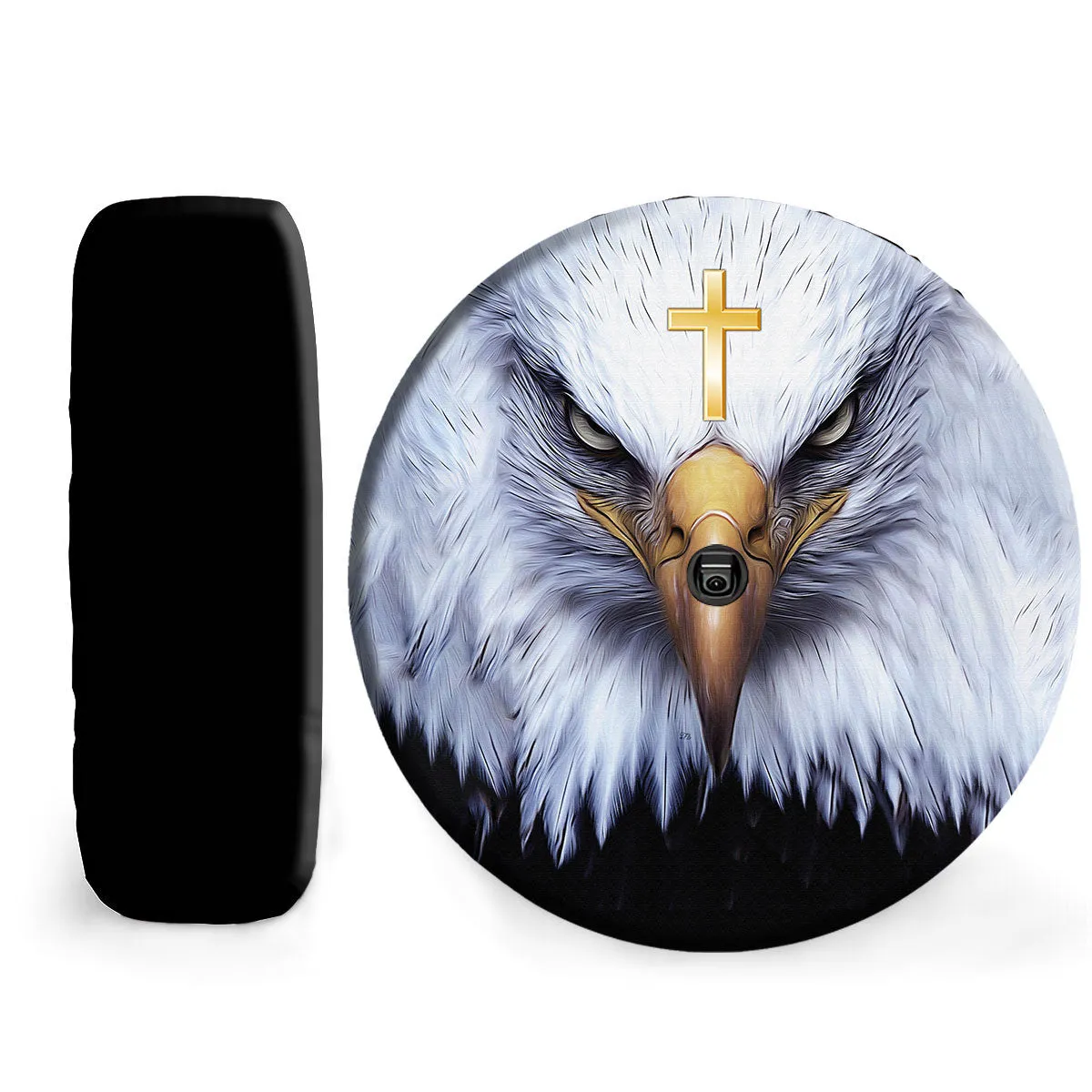 American Eagle Cool Universal Spare Tire Cover - Jesus Cross Christian Catholic Wheel Cover