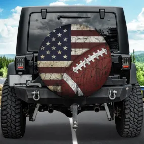 American Football Tire Cover - Grunge American Flag Tire Protector Covers - Gifts Car Accessories