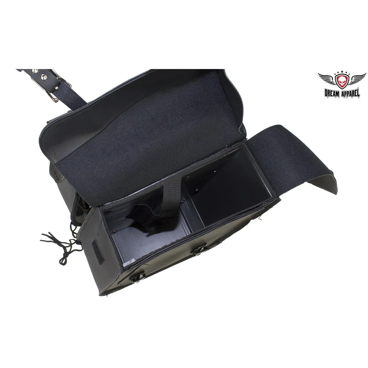 Black Motorcycle Saddlebag with Gun Pockets