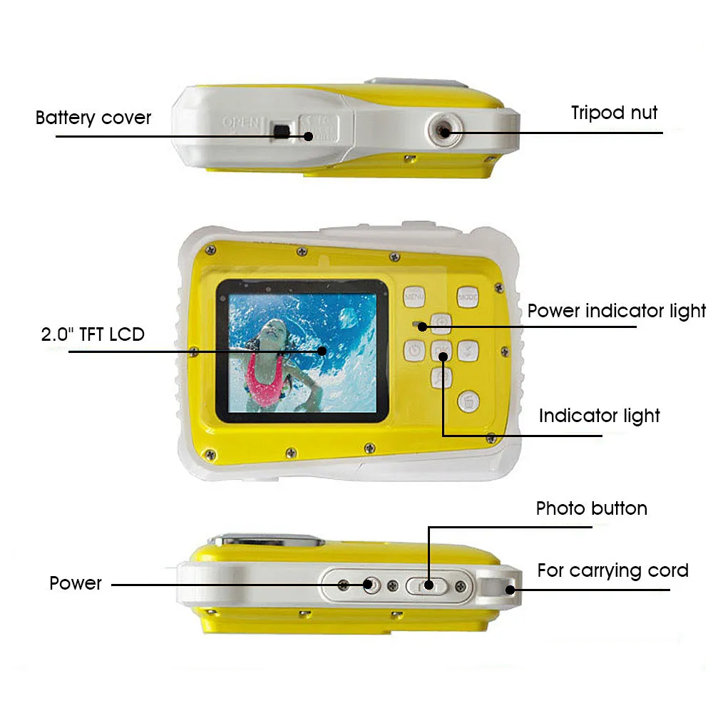 Children's Digital Camera 3M Underwater Digital Children's Camera 8x Digital Zoom Suitable for Boys and Girls Toys