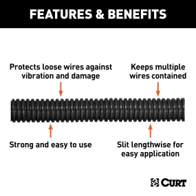 CURT 59826 1/2in. x 25ft. Convoluted Slit Loom Tubing