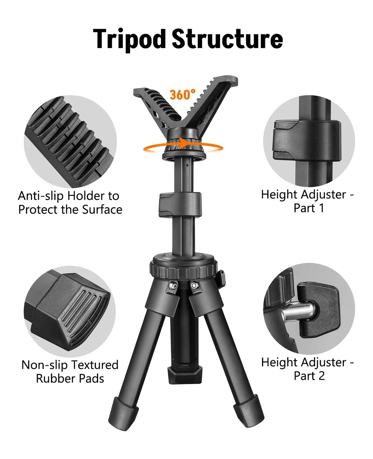 CVLIFE 8-15.5 Inches Shooting Tripod with 360° Rotate V Yoke Holder