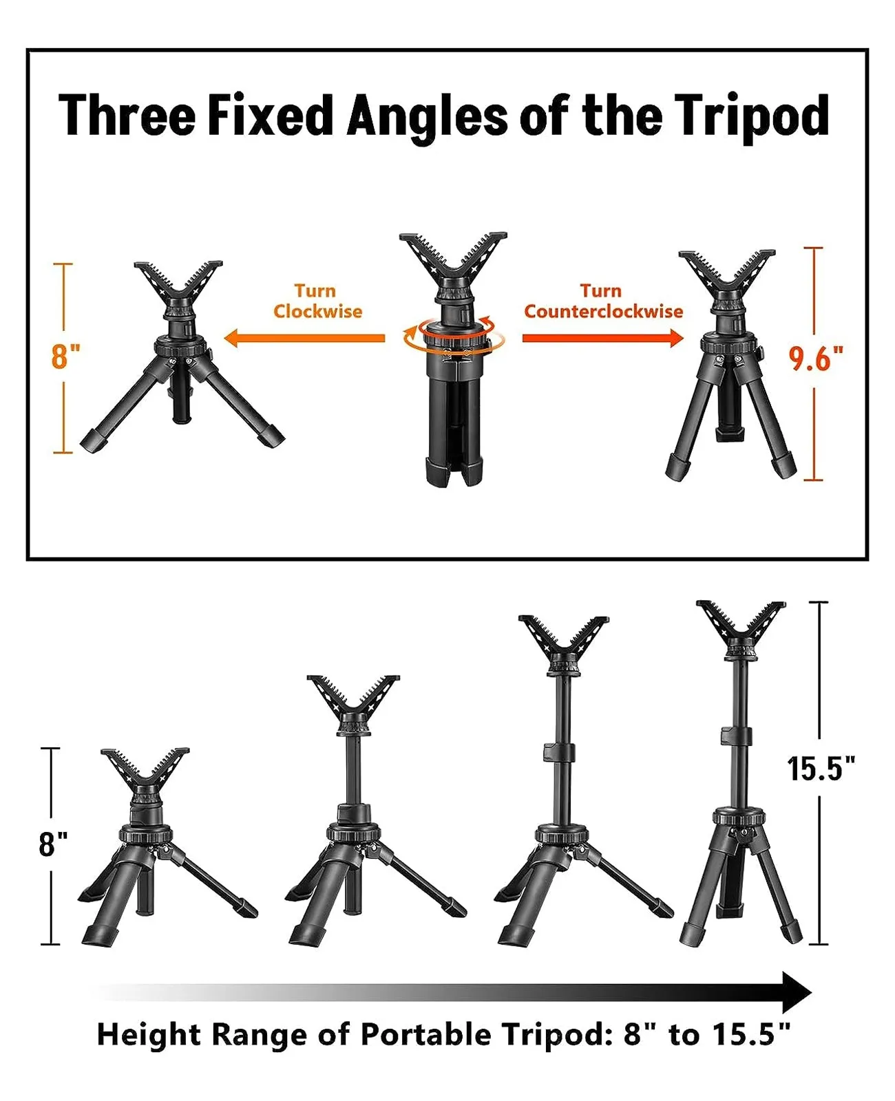 CVLIFE 8-15.5 Inches Shooting Tripod with 360° Rotate V Yoke Holder