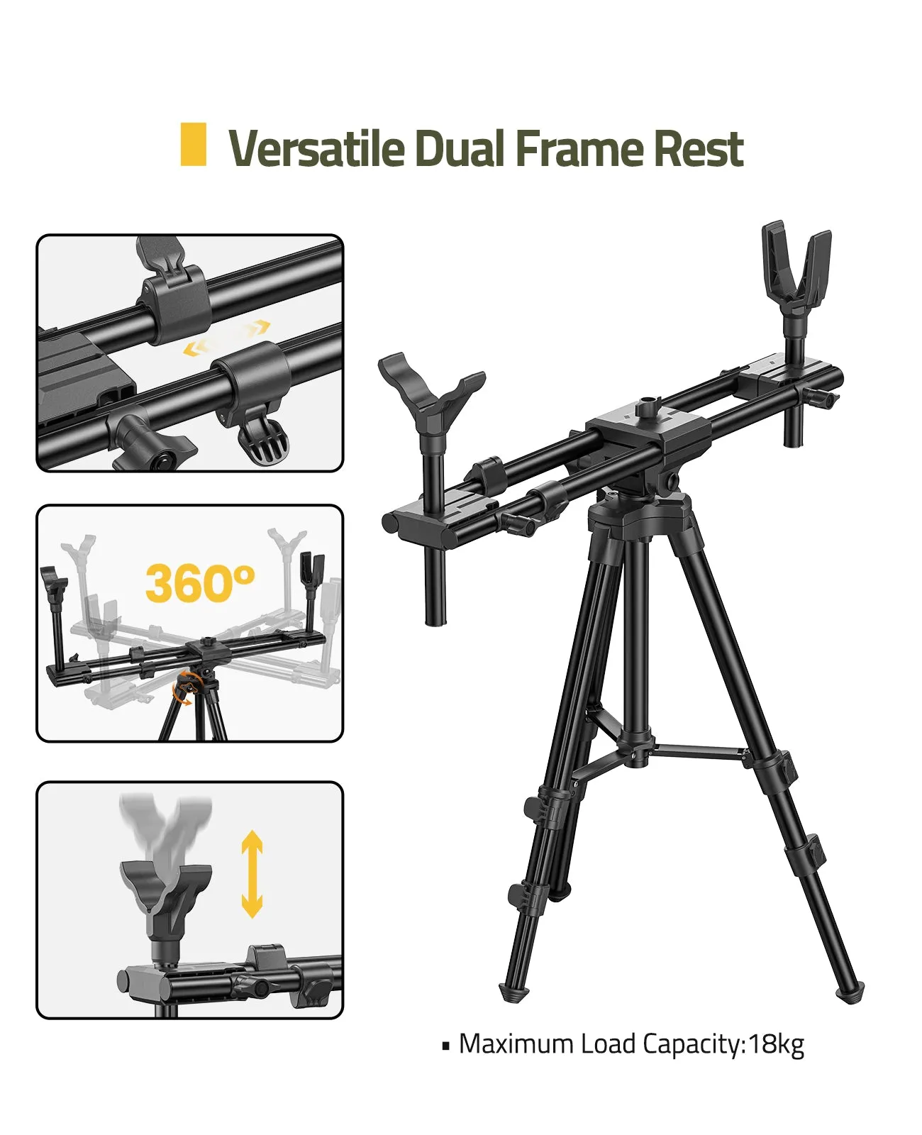 Cvlife Shooting Tripods for Rifles with 360° QD V Yoke Rest