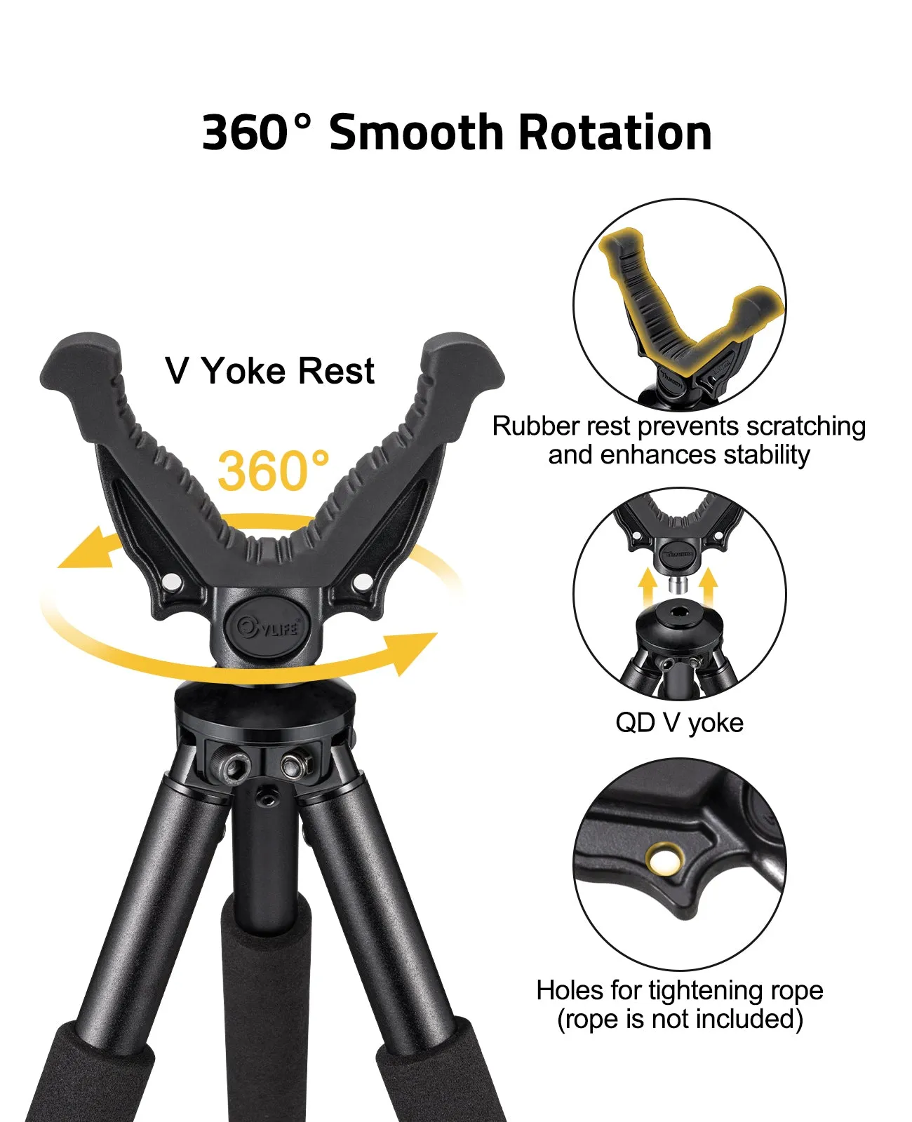 Cvlife Shooting Tripods for Rifles with 360° QD V Yoke Rest