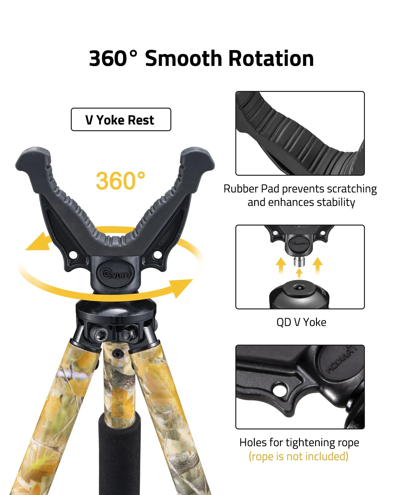 Cvlife Shooting Tripods for Rifles with 360° QD V Yoke Rest