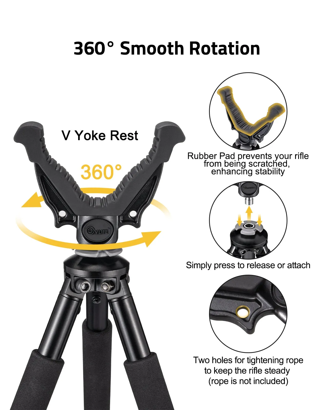 Cvlife Shooting Tripods for Rifles with 360° QD V Yoke Rest