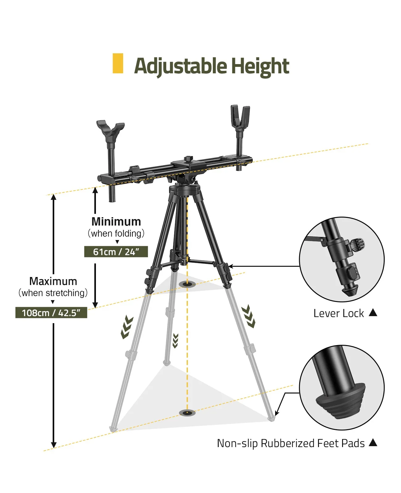 Cvlife Shooting Tripods for Rifles with 360° QD V Yoke Rest