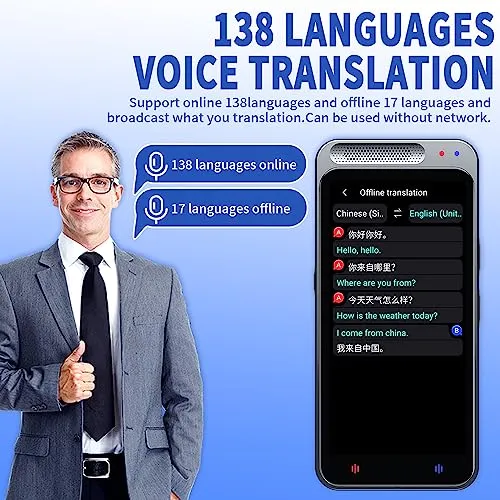 EVO Gimbals AI Translator, Small and Portable Translator Device with 138 Languages Real Time, Online and Offline Instant Two Way Voice and Photo Translation, 4” Touchscreen for Travel, Business