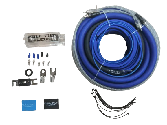 Full Tilt 1/0 Gauge AWG Blue/Black Amplifier/Amp Wire Kit