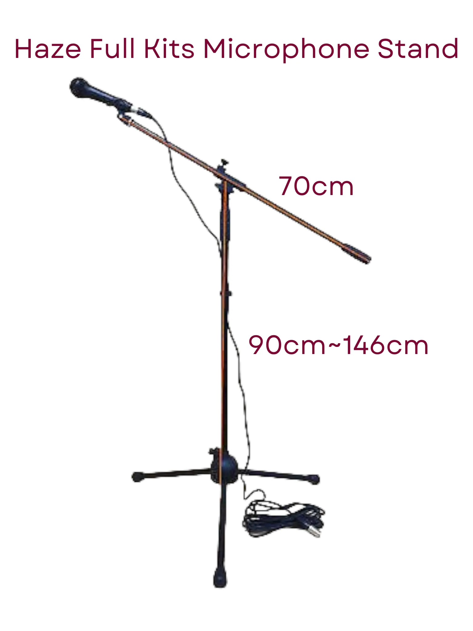 Haze MS1 Adjustable Telescopic Boom Microphone Stand   6m Cable, Mic, Clip, Carry Bag (Bulk Buy Options)