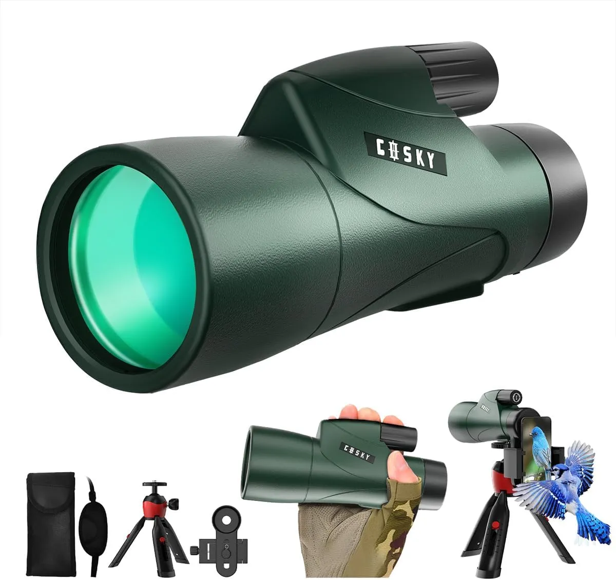 High Definition Monocular Telescope and Quick Smartphone Holder