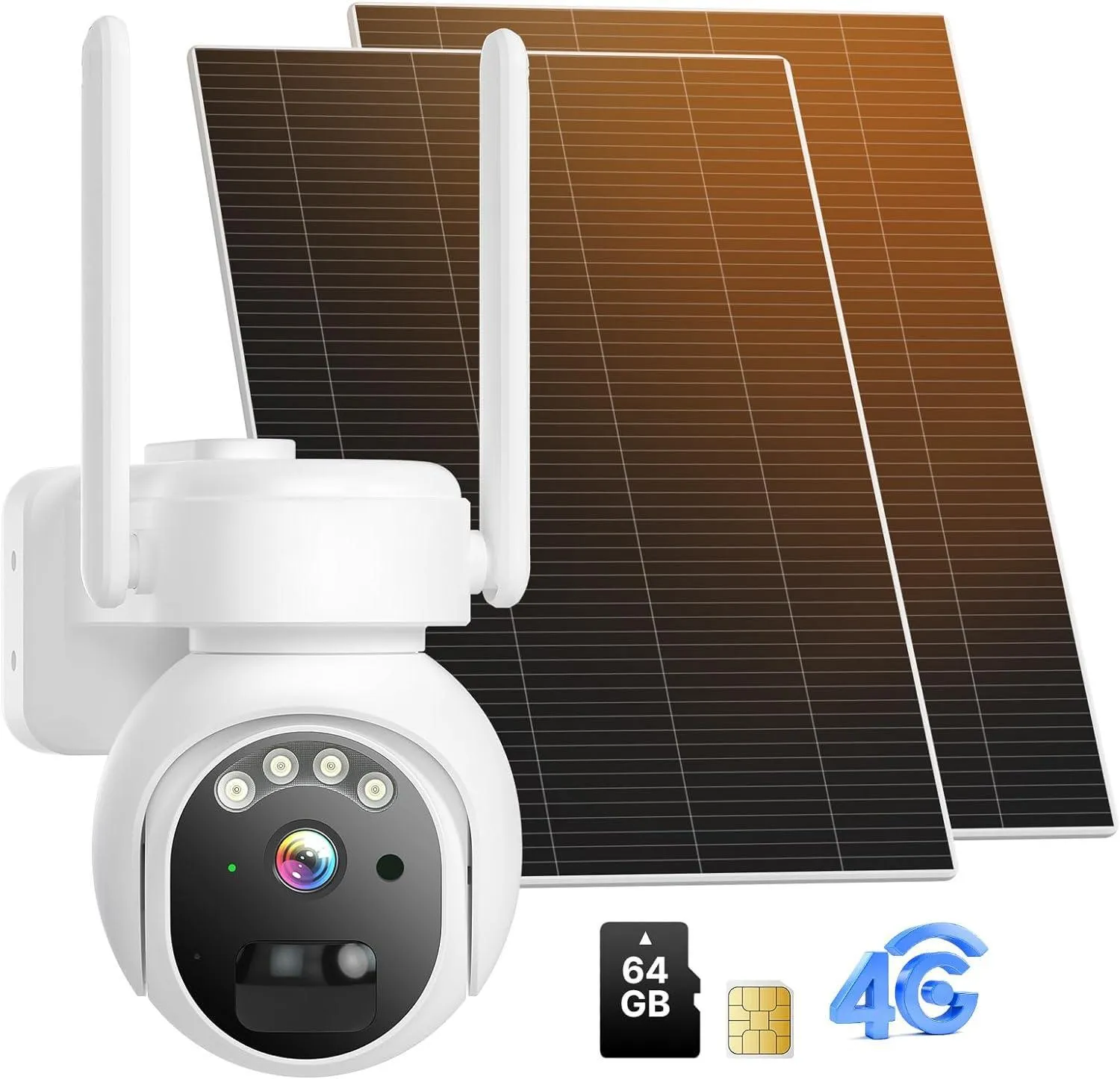 Hiseeu 4G Cellular Security Cameras Wireless Outdoor, [24/7 Recording] No WiFi Security Camera, 20W Solar Cameras 360°PTZ, 2K Night Vision, 2-Way Talk, 20000mAh Battery, 64G SD & SIM Card