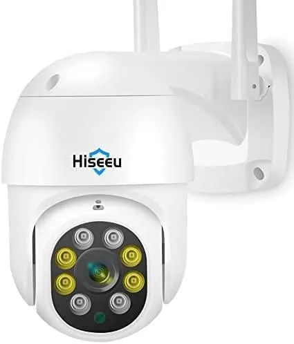 Hiseeu 5MP 360° Pan Tilt Camera WiFi Security Camera Outdoor Motion Tracking Floodlights Light Alarm,Color Night Vision,PC&Mobile Remote View,Two-Way Audio Security Camera