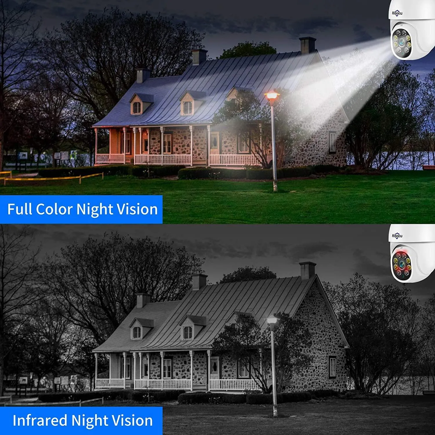 Hiseeu 5MP 360° Pan Tilt Camera WiFi Security Camera Outdoor Motion Tracking Floodlights Light Alarm,Color Night Vision,PC&Mobile Remote View,Two-Way Audio Security Camera